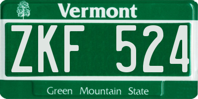 VT license plate ZKF524
