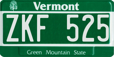 VT license plate ZKF525