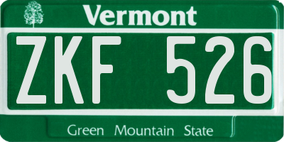 VT license plate ZKF526