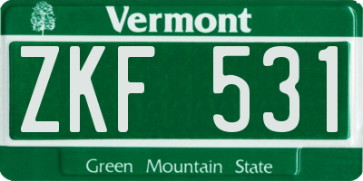 VT license plate ZKF531