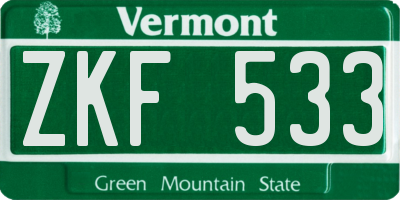 VT license plate ZKF533