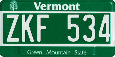 VT license plate ZKF534