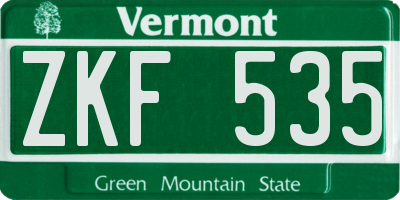 VT license plate ZKF535