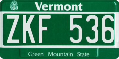 VT license plate ZKF536