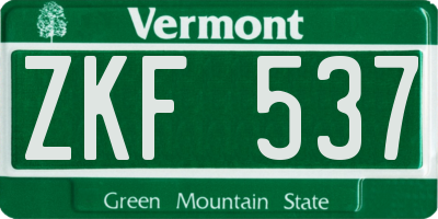 VT license plate ZKF537