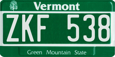 VT license plate ZKF538