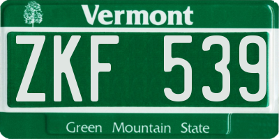 VT license plate ZKF539