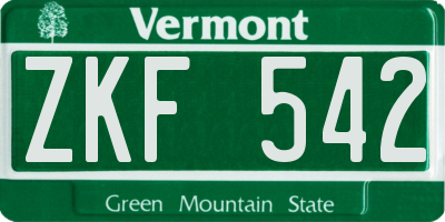 VT license plate ZKF542