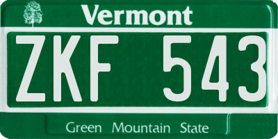 VT license plate ZKF543