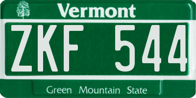 VT license plate ZKF544