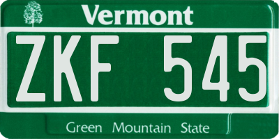 VT license plate ZKF545