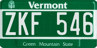 VT license plate ZKF546