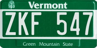 VT license plate ZKF547
