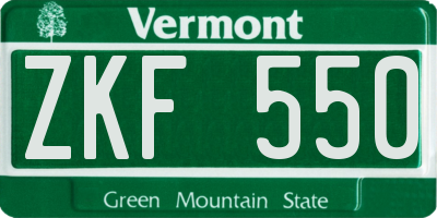VT license plate ZKF550