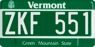 VT license plate ZKF551