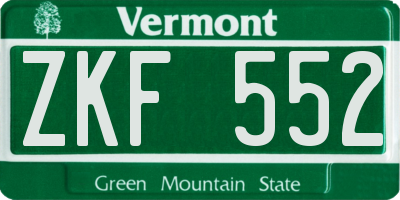 VT license plate ZKF552
