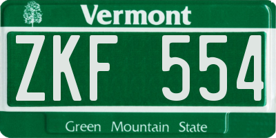 VT license plate ZKF554