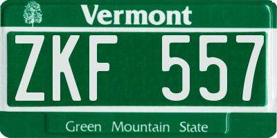 VT license plate ZKF557