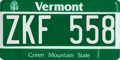VT license plate ZKF558