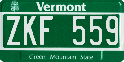 VT license plate ZKF559