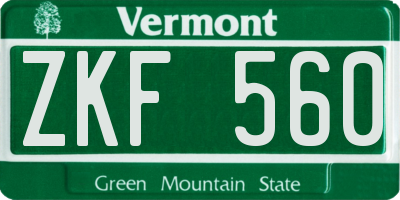 VT license plate ZKF560
