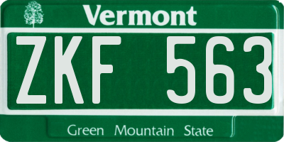 VT license plate ZKF563