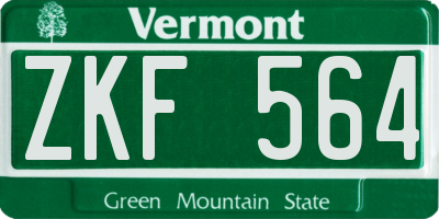 VT license plate ZKF564