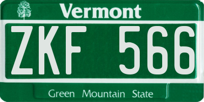 VT license plate ZKF566