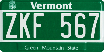 VT license plate ZKF567