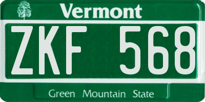 VT license plate ZKF568