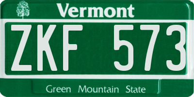 VT license plate ZKF573