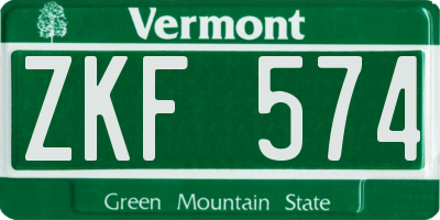 VT license plate ZKF574