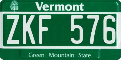 VT license plate ZKF576