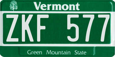 VT license plate ZKF577