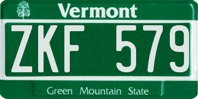 VT license plate ZKF579