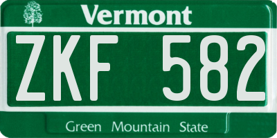 VT license plate ZKF582