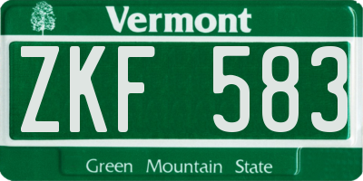 VT license plate ZKF583