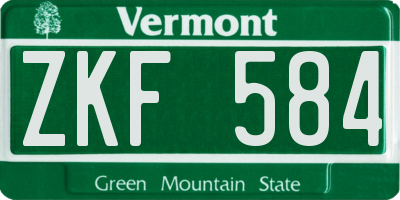 VT license plate ZKF584