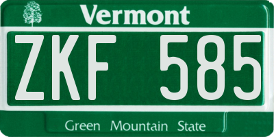 VT license plate ZKF585