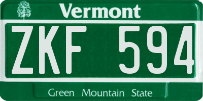 VT license plate ZKF594