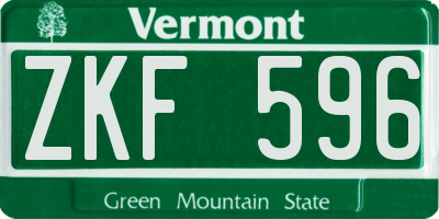 VT license plate ZKF596