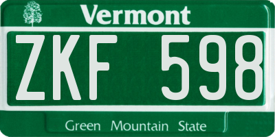 VT license plate ZKF598