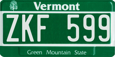 VT license plate ZKF599