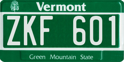 VT license plate ZKF601