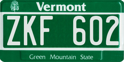 VT license plate ZKF602