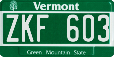 VT license plate ZKF603