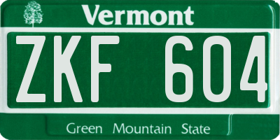 VT license plate ZKF604