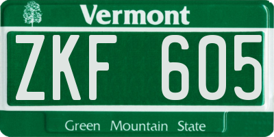 VT license plate ZKF605