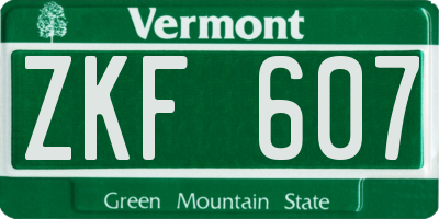 VT license plate ZKF607