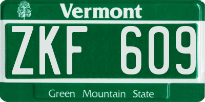 VT license plate ZKF609